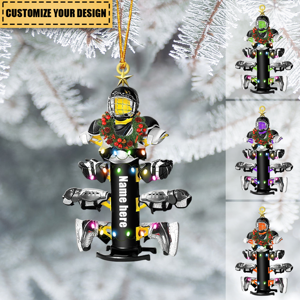 Hockey Equipment Drying Stand - Personalized Hockey Christmas Tree Ornament - Christmas Gift For Hockey Lovers