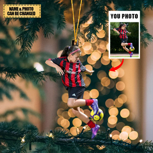 Personalized Christmas Hanging Ornament - Gift For Soccer/Football Lovers - Custom Your Photo