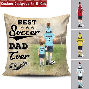 Personalized Soccer Dad And Child Best Dad Ever & Thank You Teaching Me Custom Pillow - Gift For Soccer Lovers