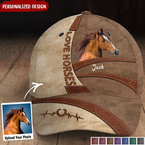 Personalized Upload Your Horse Photo-Love Horse Cap