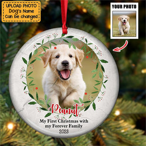 My First Christmas With My Forever Family - Personalized Custom Ceramic Christmas Ornament - Gifts For Pet Lovers