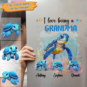 I Love Being A Grandma/mommy Sea Turtle Ocean Personalized Fridge/laptop Decal/Sticker