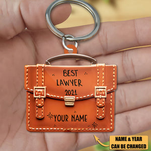 Personalized Best Lawyer Briefcase Acrylic Keychain, Gift for Lawyer - Judge - Future Attorney