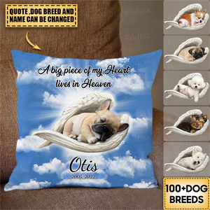 Personalized Memorial Dog Sleeping Angel Pillow Custom Dog Lovers Gift, Dog Mom, Dog Dad