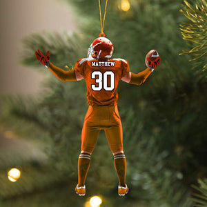 Personalized American Football Player Acrylic Christmas Ornament