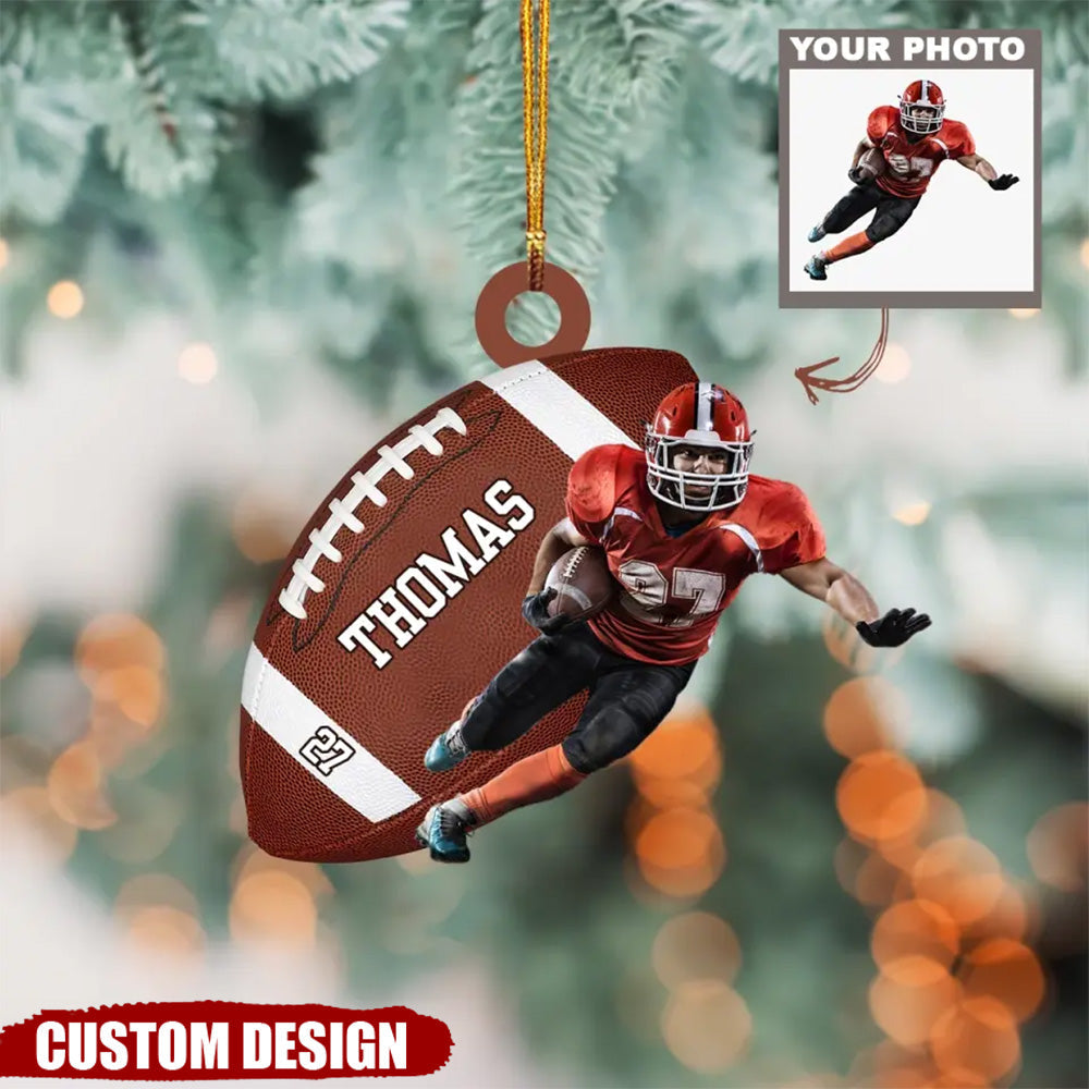 American Football Players - Personalized Custom Photo Mica Ornament - Sport Gift For American Football Players