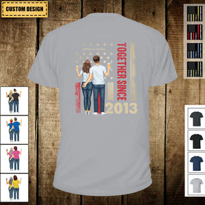 Stars And Stripes Couple Together Since - Loving, Birthday Anniversary Gift For Couples, Spouse, Husband, Wife - Personalized T Shirt