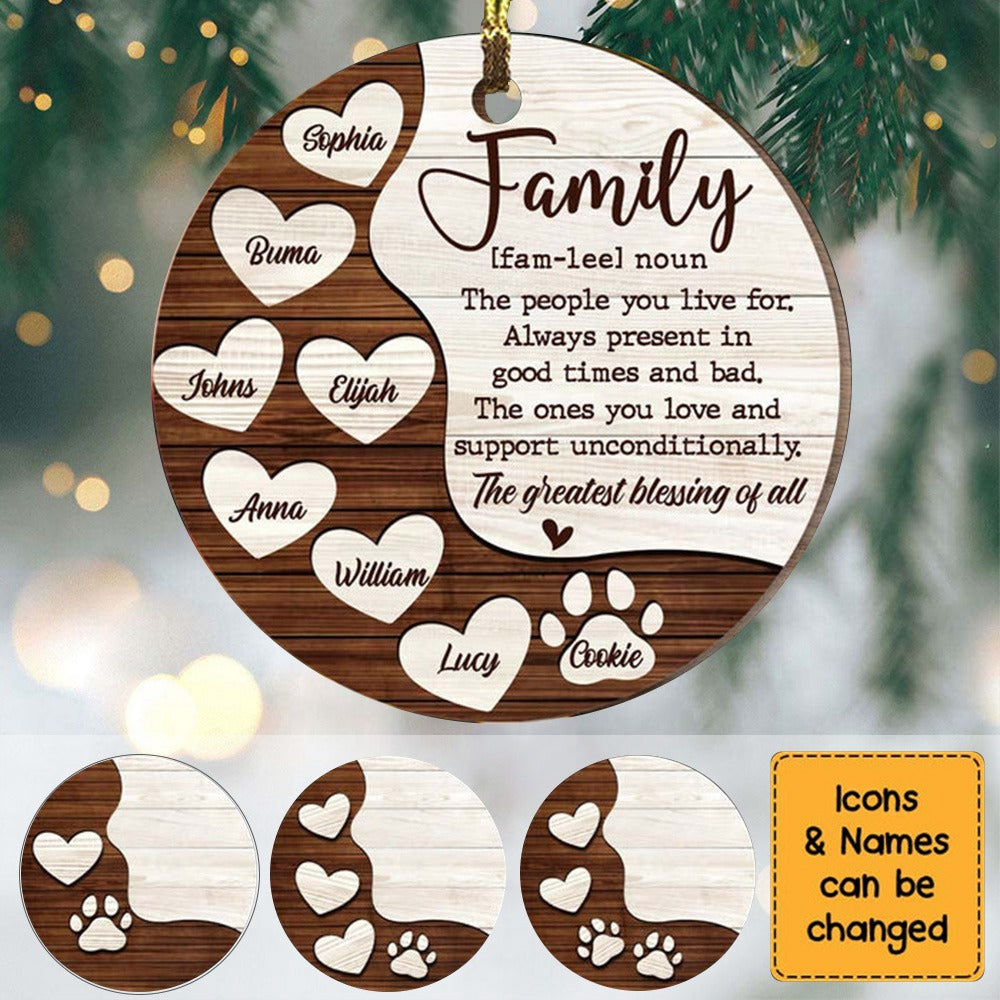 Family Personalized Wooden Christmas Ornament