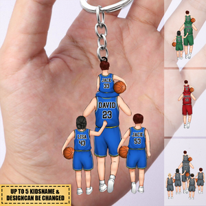 Personalized basketball Dad/Grandpa & Kids Acrylic Keychain