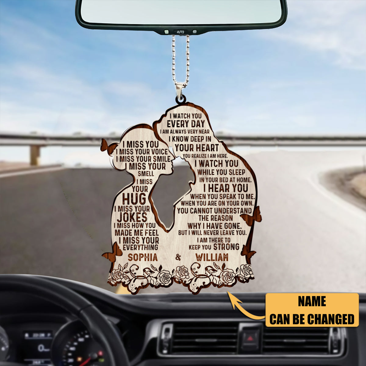 Personalized I Miss You Flat Car Hanging Acrylic Ornament