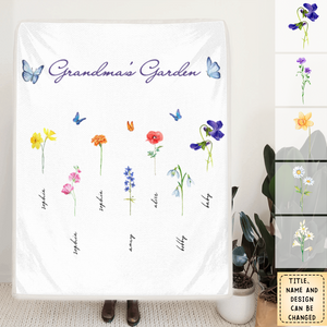 Personalized Grandma’s Garden Blanket with Birth Month Flowers and Names