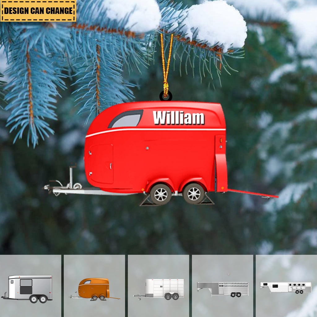 Personalized Horse Transport Trailer Acrylic Car / Christmas Ornament