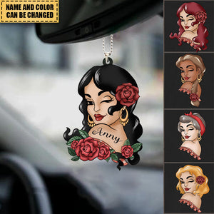 Personalized Vintage Girl Acrylic Car Hanging Ornament