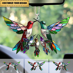 Family Members Hummingbird Together Personalized Acrylic Car Ornament