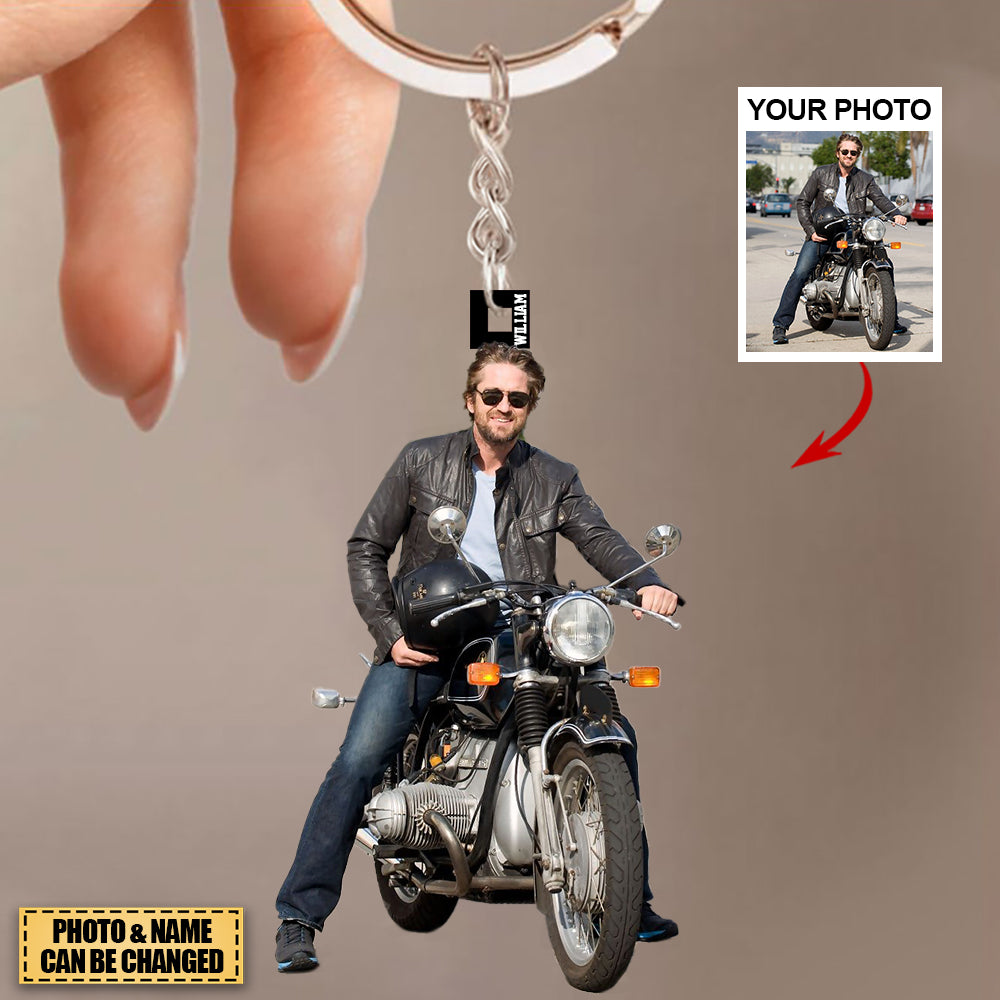 Personalized Acrylic Keychain - Gift For Motorcycle Lover/Biker/Racer - Custom Your Photo