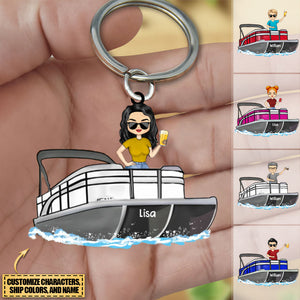 Boating Pontoon Captain - Birthday, Traveling, Cruising Gift For Pontooning Lovers, Beach Lovers, Travelers - Personalized Keychain