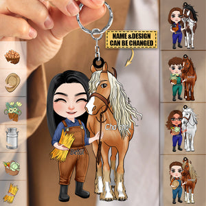 Personalized Horse Girl Acrylic Flat Keychain