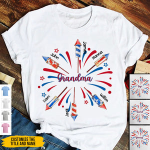 4th Of July Grandma Fireworks Grandkids Personalized T-shirt