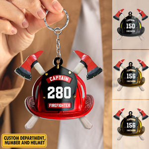 Personalized Firefighter's Helmet Flat Acrylic Keychain