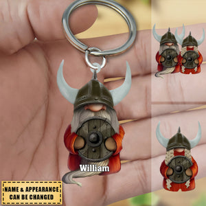 Viking Couple With Printed Christmas Light - Personalized Acrylic Keychain - Gift For Couples