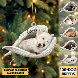 Personalized Stainless Dog Sleeping Angel Car Hanging Ornament- Double Sides Printed