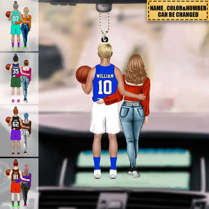 Personalized Basketball Couple Acrylic Car / Christmas Ornament - Gift For Couple