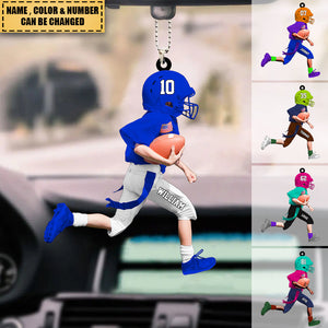 Personalized American Football Kid/Girl/Boy Running Acrylic Car / Christmas Ornament - Gift For American Football Lovers