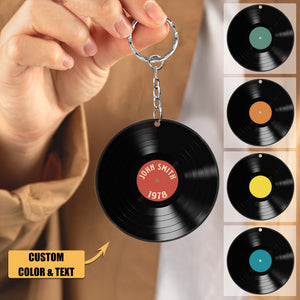 Vinyl Record - Personalized Acrylic Keychain - Gift For Vinyl Lovers
