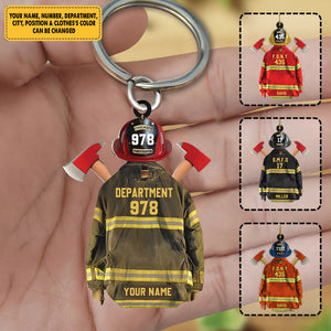Proud Firefighter Personalized Acrylic Keychain Gift For Firefighter Fireman