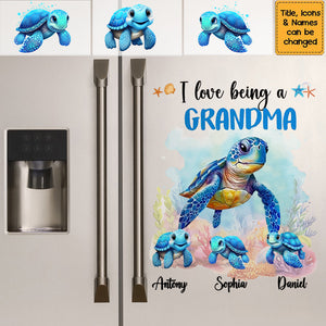 I Love Being A Grandma/mommy Sea Turtle Ocean Personalized Fridge/laptop Decal/Sticker