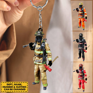 Custom Firefighter On Duty  Personalized Acrylic Keychain Gift For Firefighter Fireman