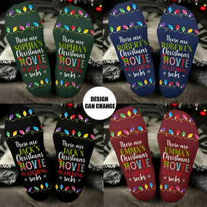 Christmas Movies Watching Socks - Personalized Crew Socks