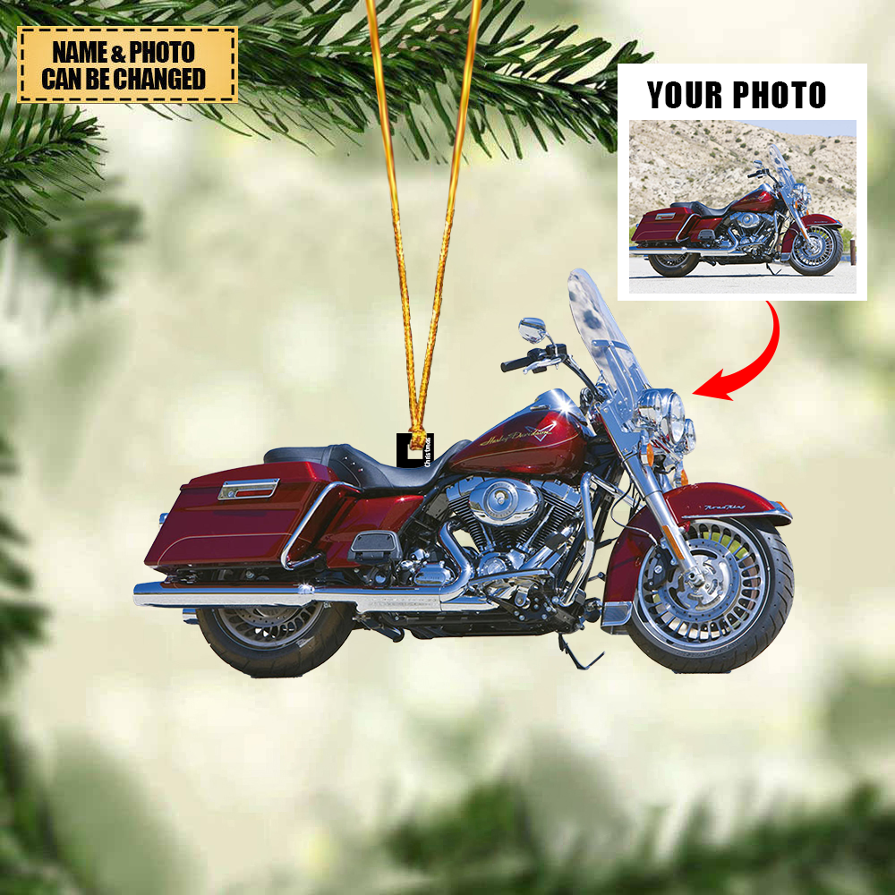 Personalized Christmas Hanging Ornament - Gift For Biker/Motorcycle Lovers - Custom Your Photo