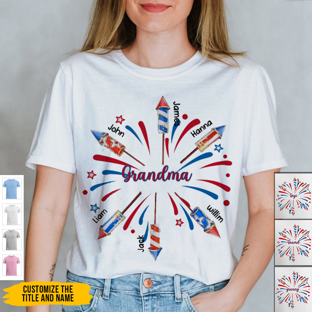 4th Of July Grandma Fireworks Grandkids Personalized T-shirt