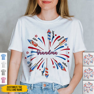 4th Of July Grandma Fireworks Grandkids Personalized T-shirt