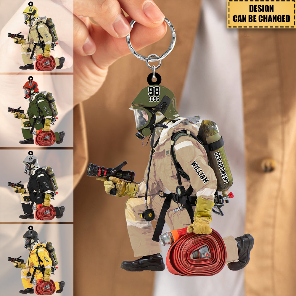 Personalized Firefighter acrylic keychain