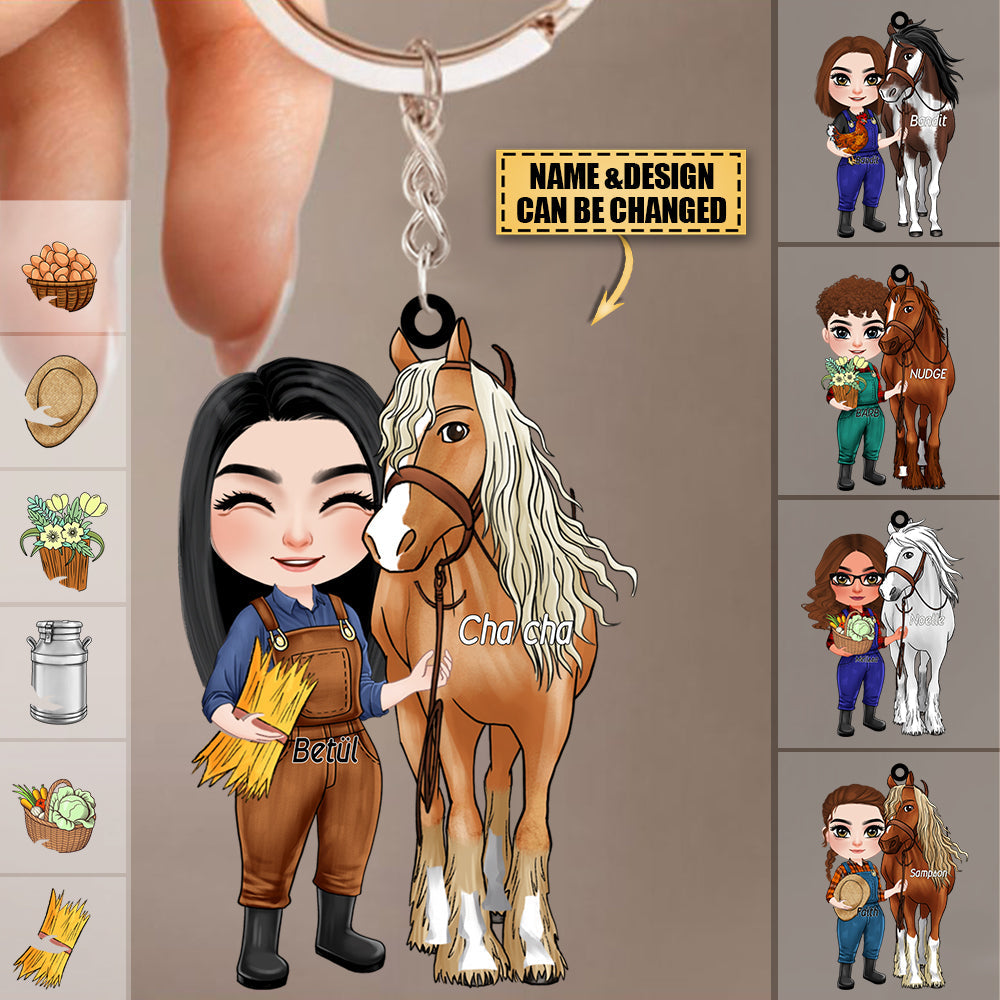 Personalized Horse Girl Acrylic Flat Keychain