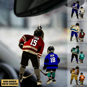 Personalized Hockey Players Gift Acrylic Car Hanging Ornament-Family Gift Idea