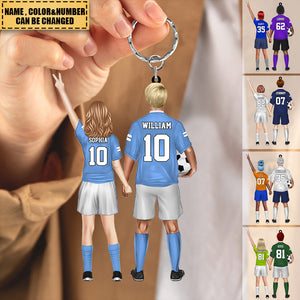 Personalized Soccer Couple Acrylic Keychain-Gift For Soccer Lovers