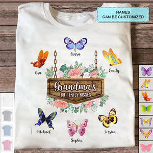Personalized Grandma's Butterfly Kisses Shirt Hoodie Sweatshirt,Gifts For Grandma/Mom With Custom Name