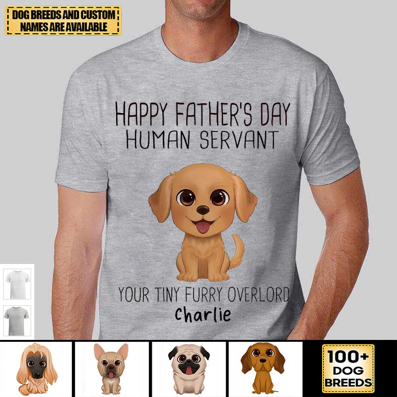 Watercolor Cute Dogs Happy Father's Day Dog Human Servant Personalized T-Shirt