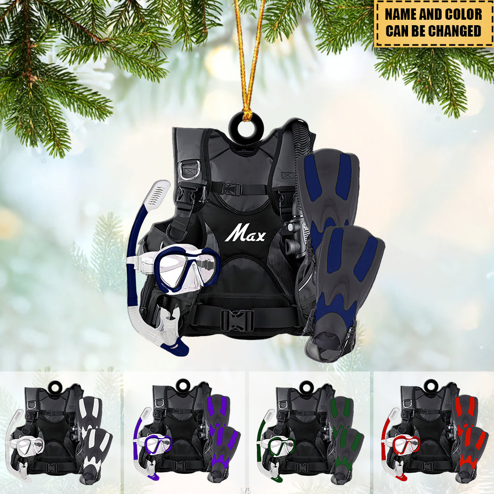 Scuba Diving Scuba Gear - Personalized Flat Acrylic Ornament