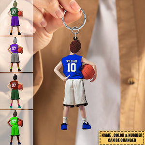 Personalized customized kids play basketball Acrylic keychain-gift for basketball lovers