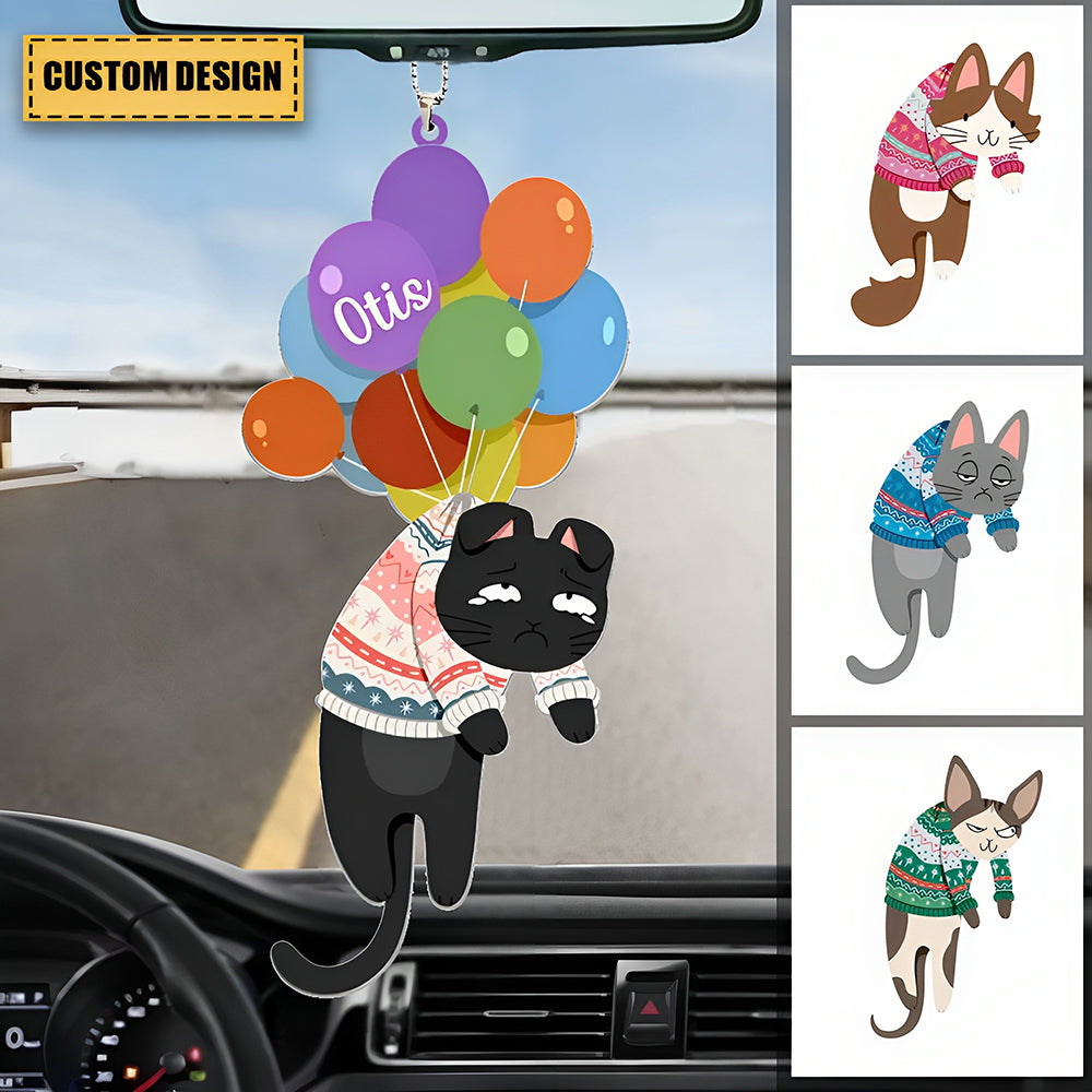 Personalized Balloon Cat Hanging Acrylic Christmas / Car Hanging Ornament
