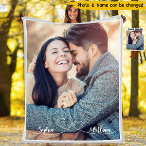 Gift For Couple/Family Members Swirl Heart- Personalized Photo Blanket