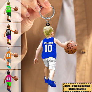 Personalized little Boy Basketball Player Acrylic Keychain