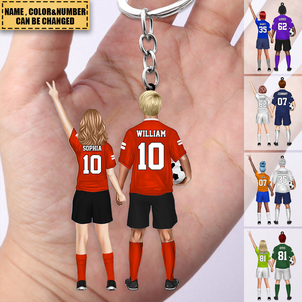 Personalized Soccer Couple Acrylic Keychain-Gift For Soccer Lovers
