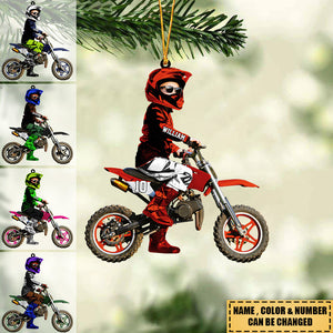 Personalized Motocross Kid/Boy/Girl Racer Acrylic Car / Christmas Ornament