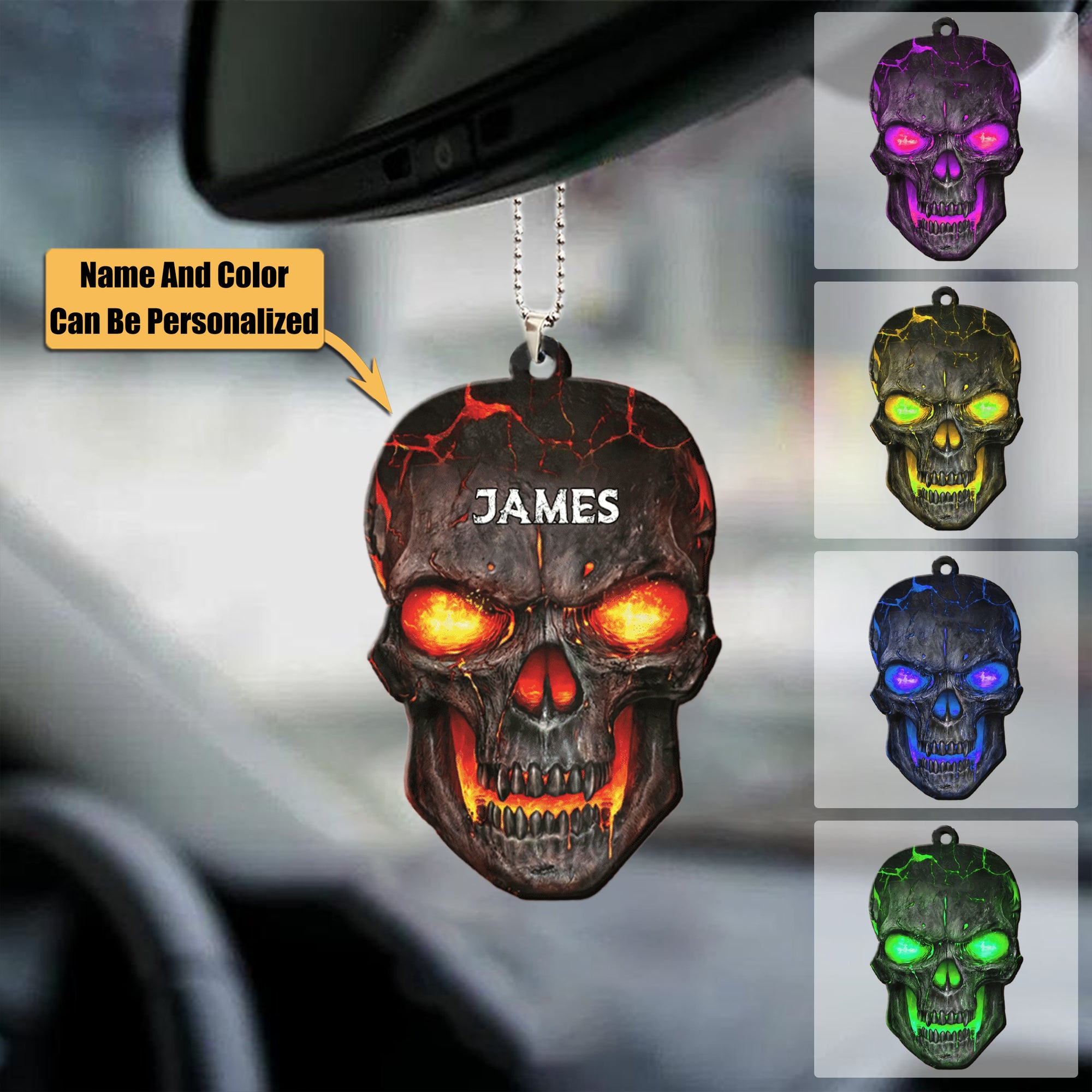 Personalized Skull Car Hanging Acrylic Ornament