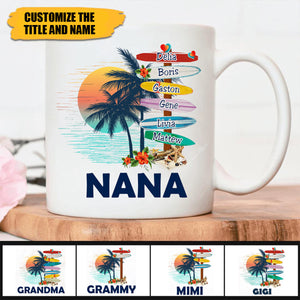 Personalized Grandma Surfboards Summer Vacation mug